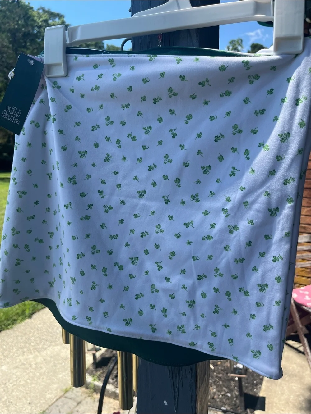 wild fable White Mini Skirt with Green Clover Pattern